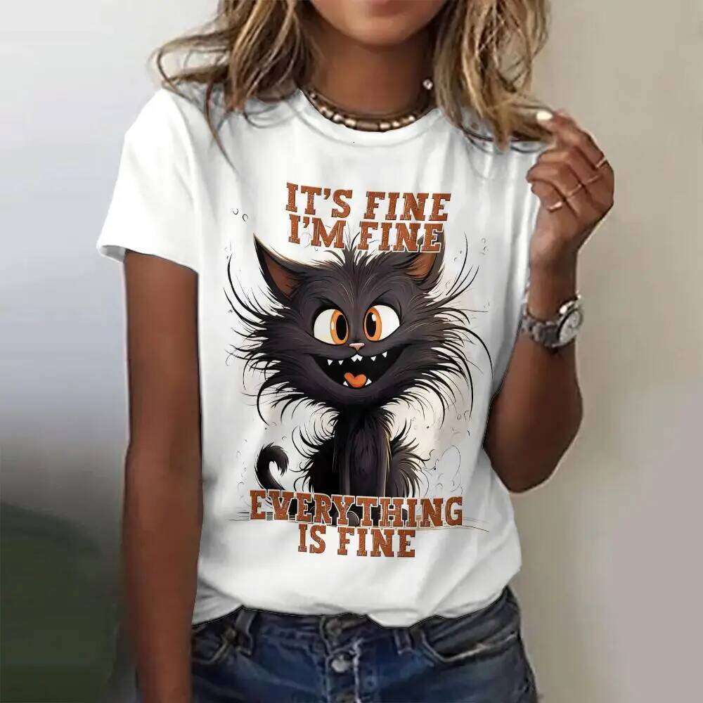 Women's T Shirt Cute Cat Pattern Print Summer Short Sleeve 3d T-Shirt Casual Streetwear Fashion Oversized Male Clothing Pullover