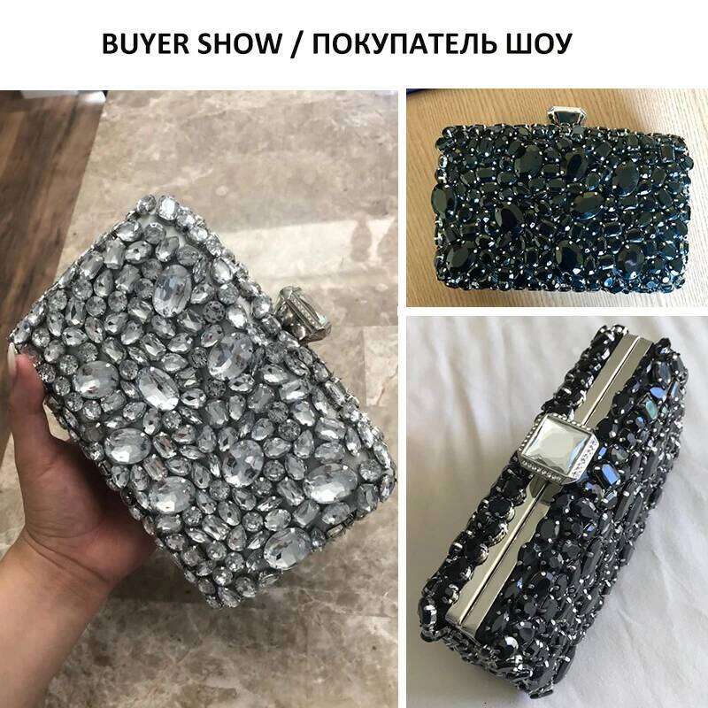 Bag Beaded Crystal Lady Wedding Purse Rhinestones Handbags Sier Black Evening Clutch Bags for Women