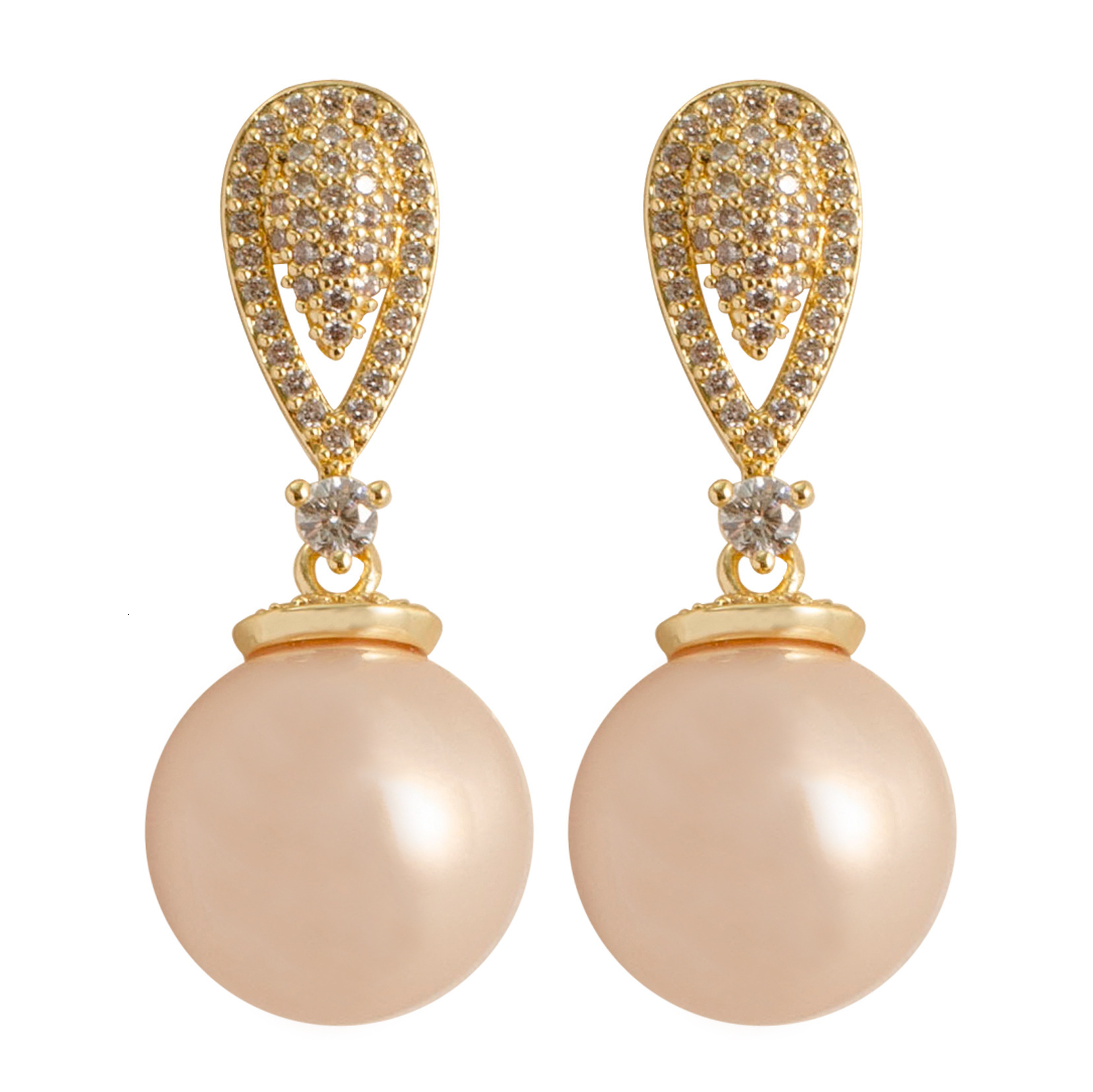 S Sier Needle Fashion Sweet Exquisite Full Dia Shijia True Round Pearl for Women Elegant High-end Sense Earrings