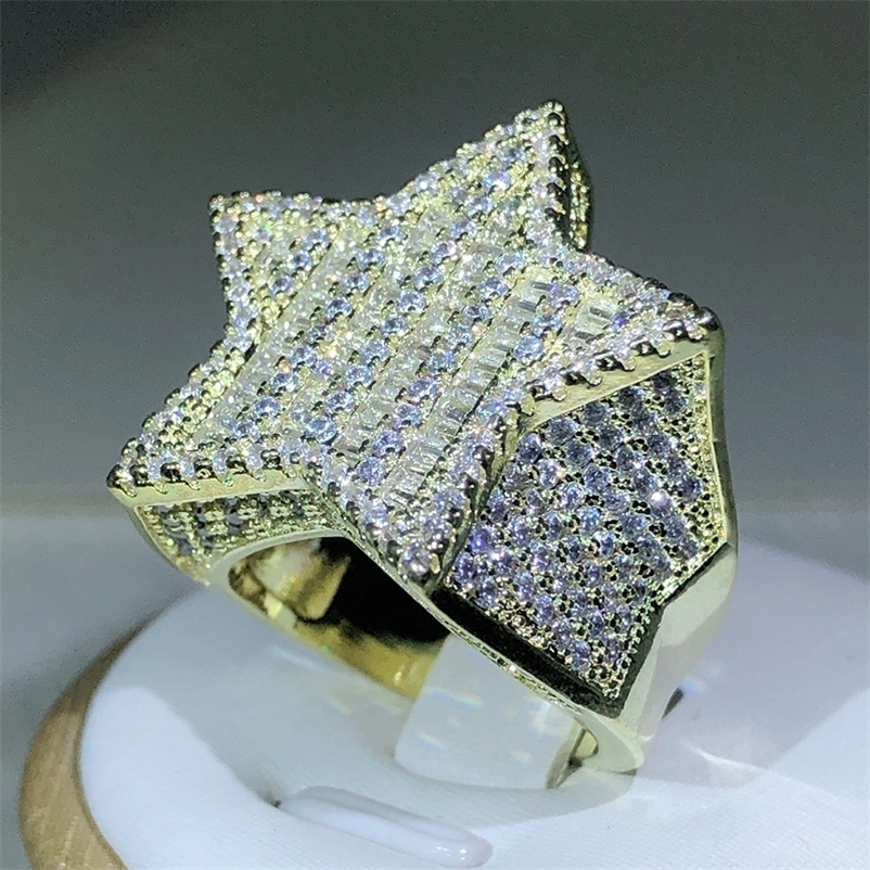 925 Silver arrivel Hip-hop Micro-inlaid Zircon Big Five-pointed For Men and Women Jewelry 250716