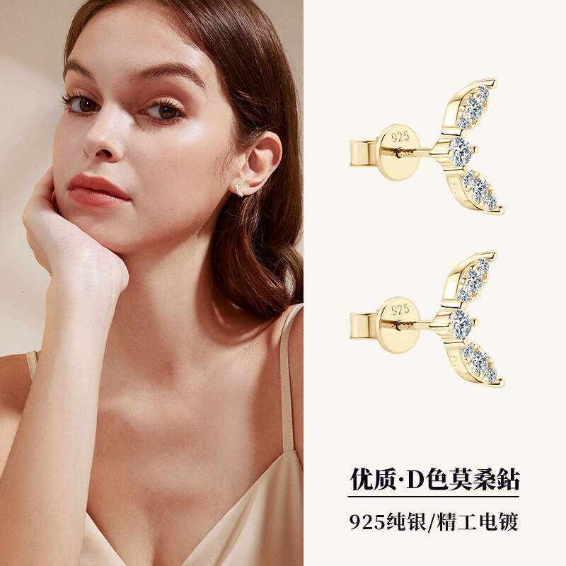 New Simple And Unique Butterfly For Women, Versatile S Sterling Sier Moissanite Earrings B1d