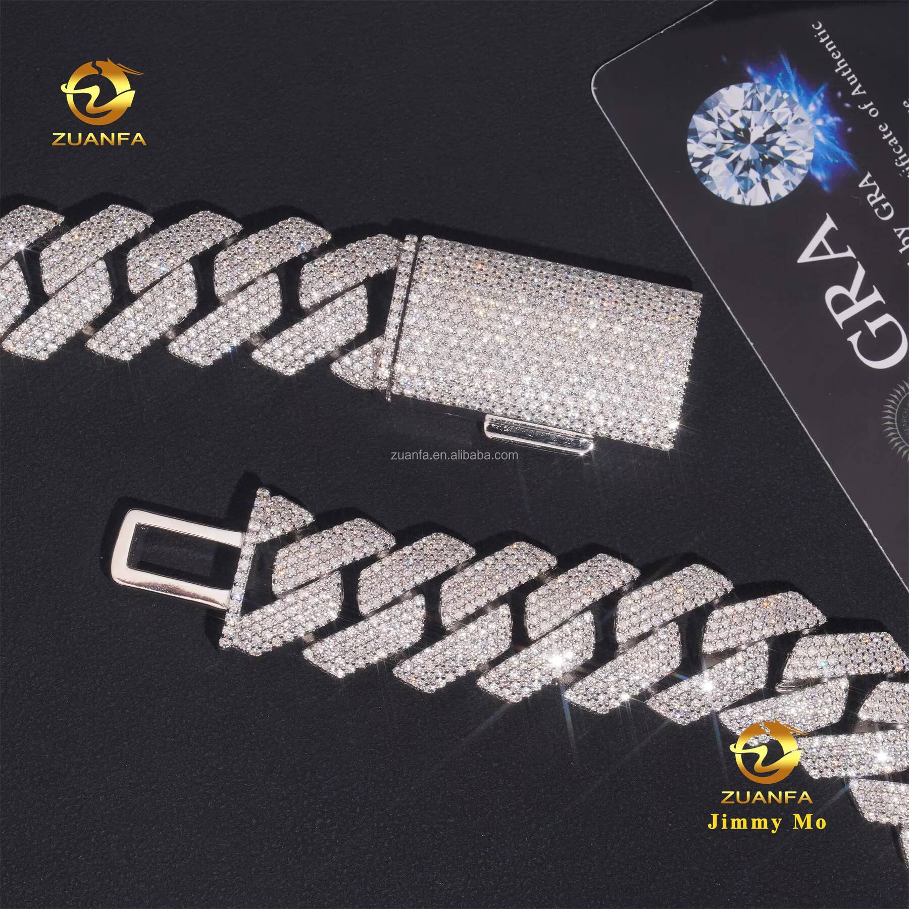 Customized Rapper High End Heavy 925 Solid Silver 20mm Big Guy 4Rows Iced Out Hip Hop VVS1 Moissanite Diamond Miami Cuban Link