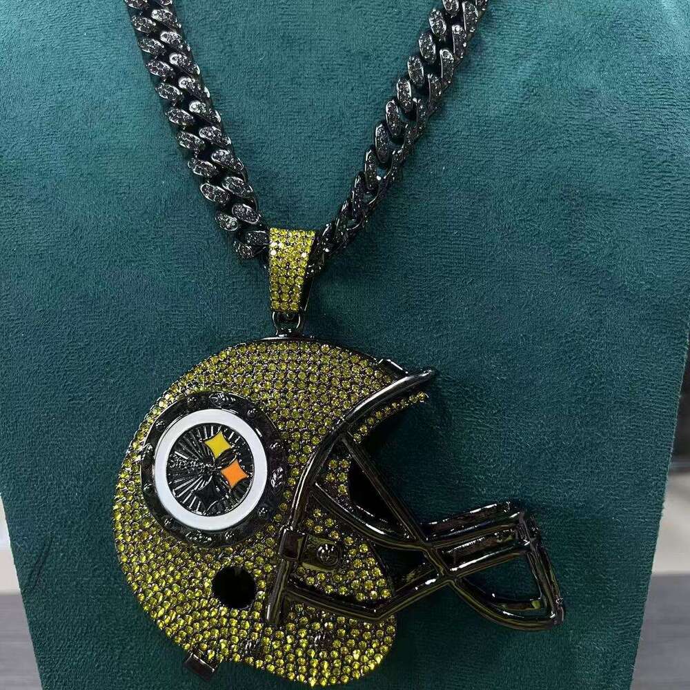 Full Dia Football Cap Pendant Personality Creative Design Trendy Accessories Cuban Necklace