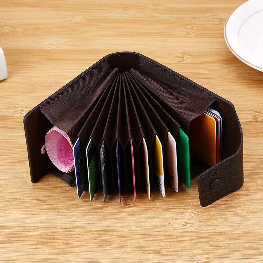 Leather Multi-Slot Clip Multi-Functional Portable Unisex Business Id Credit Card Wallet Holder Pocket Organizer ddmynov