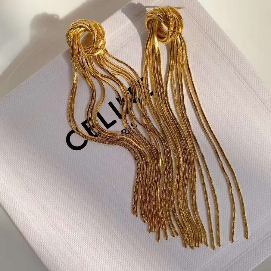 Shuting's Sister-in-Law Same Style Earrings 2025 New High Leaf Design Chen Shuting Tassel Long Trendy