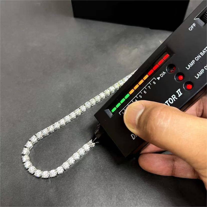 Super Sarkling Tennis Chain 3mm 925 Sterling Silver Vvs Iced Out Moissanite Tennis Chain Necklace
