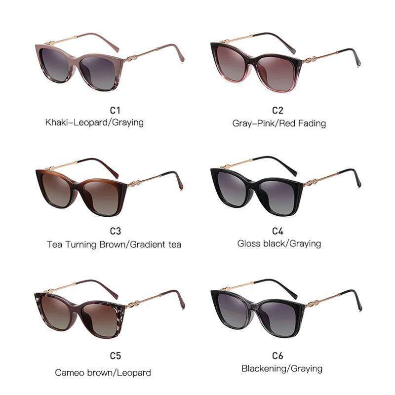 Magnetic Polarized Sunglasses Women Fashion Cat Eye 2 In 1 Clip On Ladies Anti Blue Light Glasses Frames TR90 Metal Eyewear