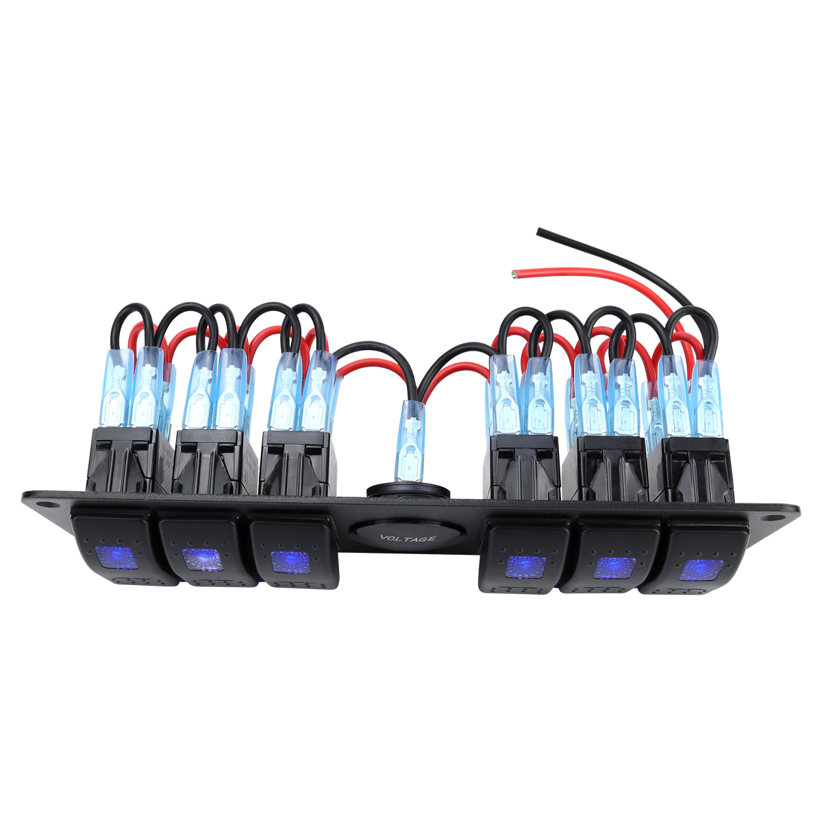 6 sets of rocker switch panels with voltmeter, suitable for cars, trucks, boats, and RVs (12V-24V)