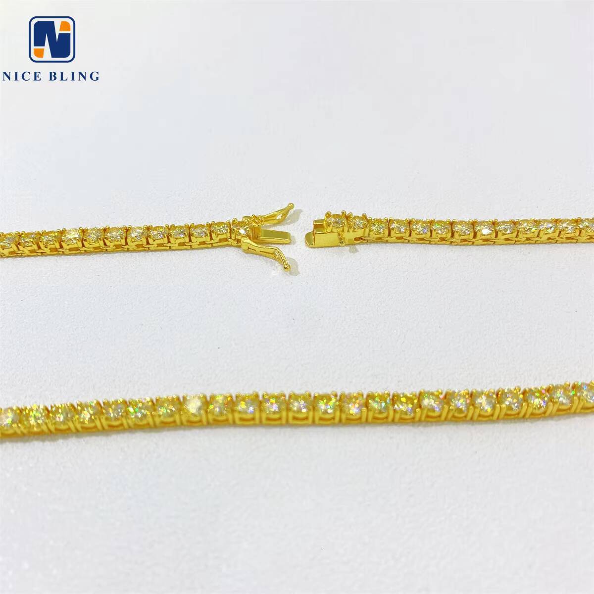 Bling HipHop Jewelry Yellow Tennis Chain Iced Out VVS Moissanite Diamond 4mm Colorful Tennis Fashion Jewelry Necklaces
