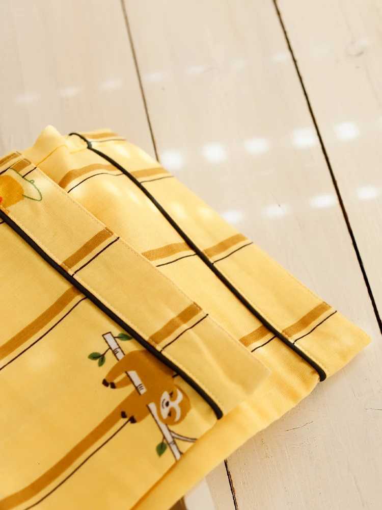 2025 Spring High-end Pure Cotton Gauze Couple Pajamas Cartoon Men Style Striped Breathable Comfortable Long Sleeve Pants Homewear W250717