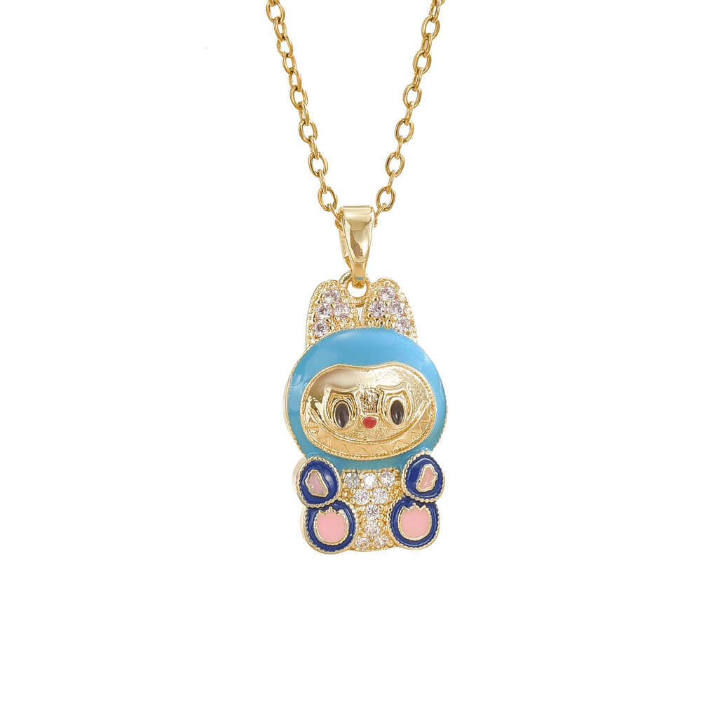 Internet Celebrity Cartoon Labubu Pendant Light Fashion Versatile Necklace For Women Collarbone Chain DIY Design Sense C96