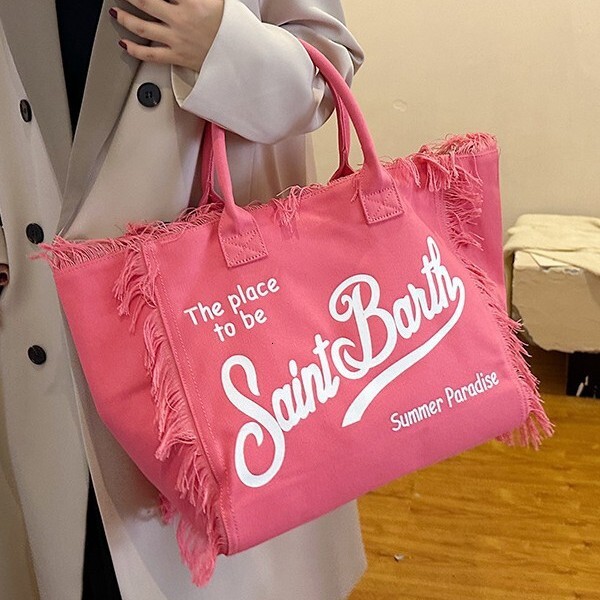 Women's Letter Printed Casual Bag Free Shipping Designer Luxury Tassel Canvas Bag Solid Color Large Capacity Commuting Shoulder Bag Handbag Shopp