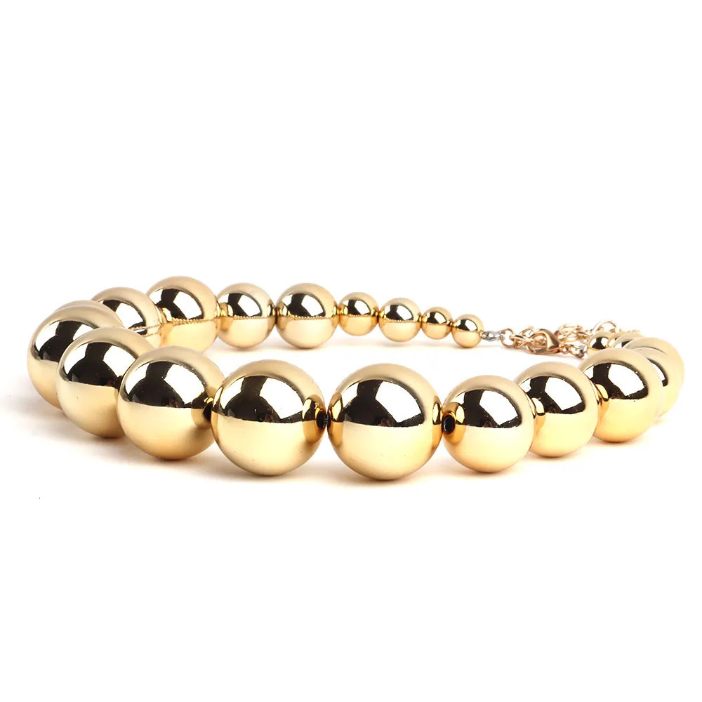 FishSheep Statement Gold Color Big Ball Choker Necklace For Women Punk Big Acrylic CCB Beads Pendants Necklaces Jewelry 250716