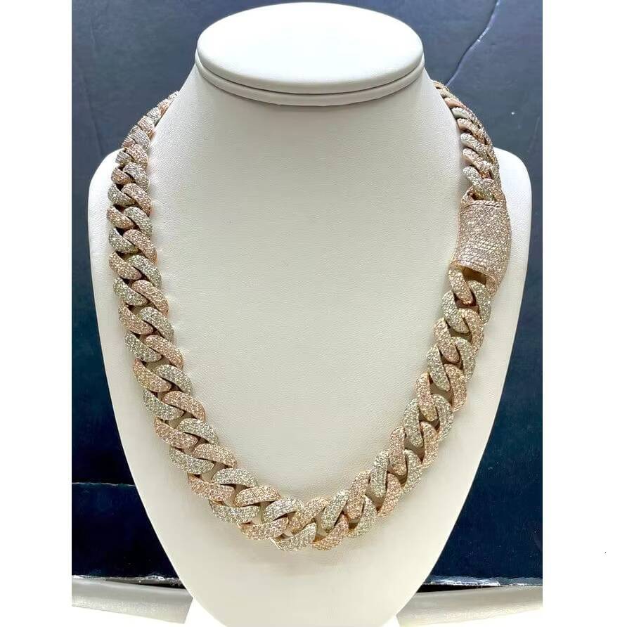 Most Affordable 16MM Round Moissanite Diamond 3 Row Iced Out Miami Cuban Link Chain for Mens From India