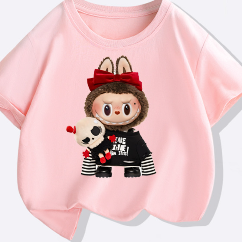 LABUBU boys and girls T-shirt children's designer clothing pattern printed design children's t-shirt summer top comfortable soft suitable fo