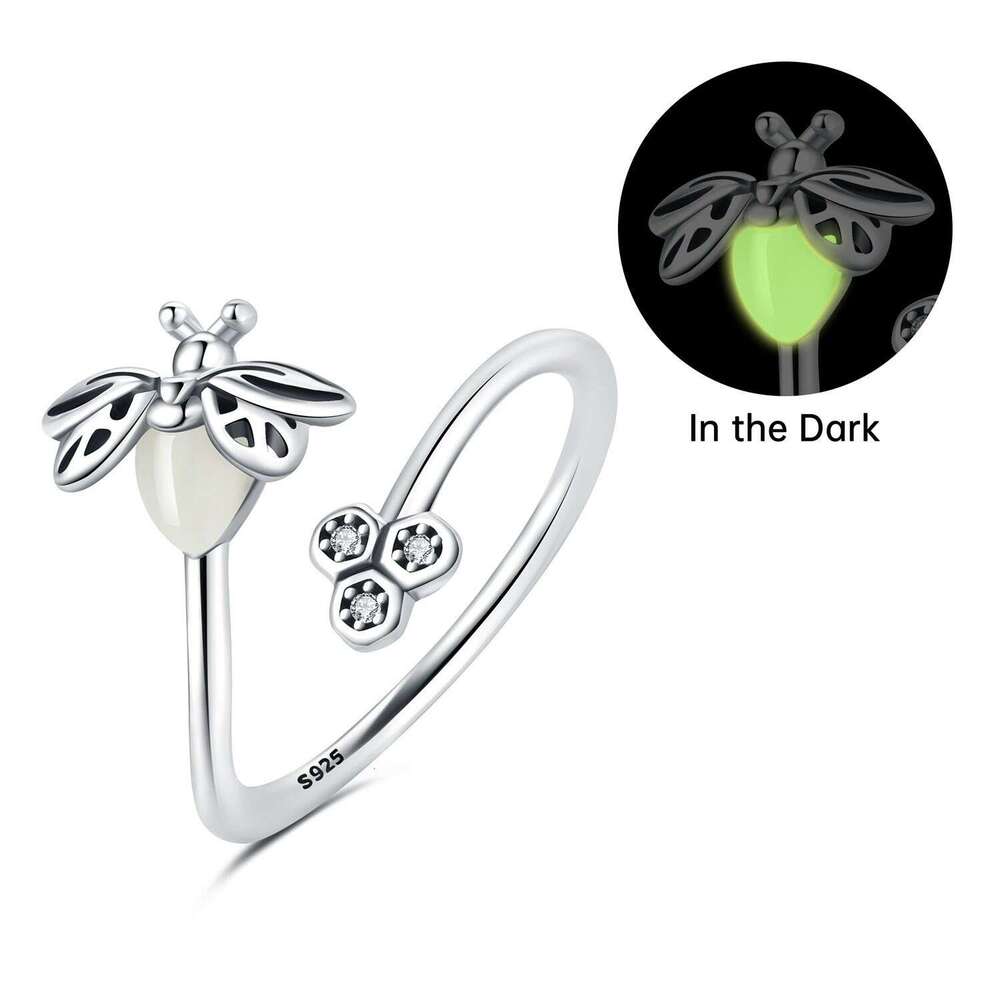 Heat Glow Firefly Honeycomb Open Simple Personality Adjustable Ring 637