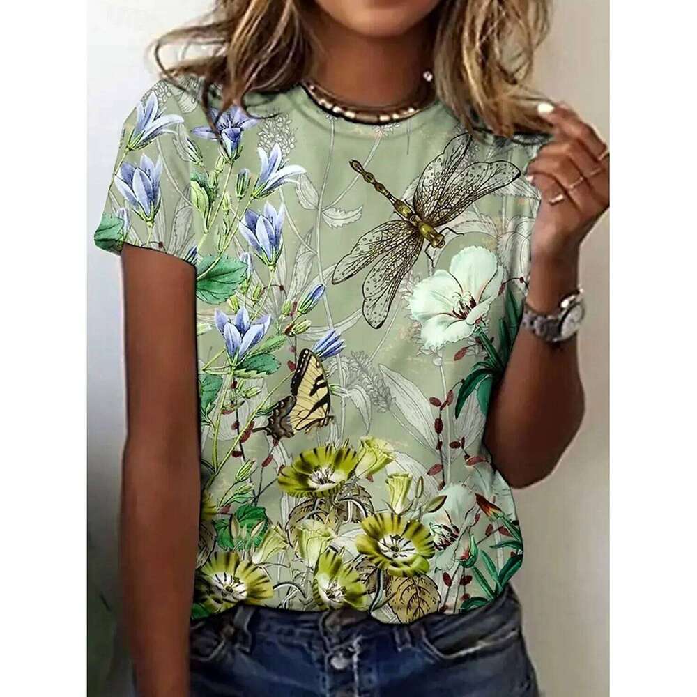 Beautiful Flower T Shirts Short Sleeve Tees Tops 3D Prints O-Neck Shirt Summer Casual Women's Clothing Apparel