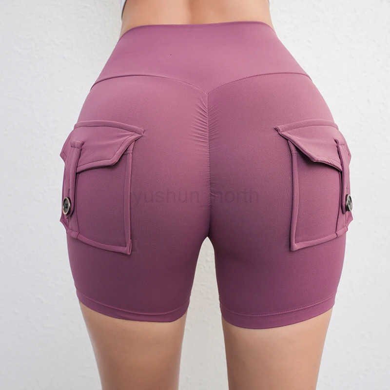 Peach Butt Fitness Shorts Womens Exercise Three-Quarter Pants Cargo Air Dry Pocket Yoga Tight Lift Summer M250717