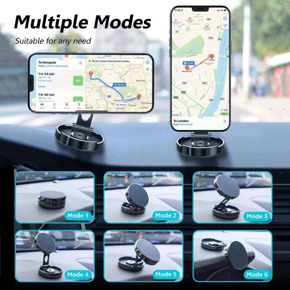 2024 Mobile Phone Stand Strong Magnetic Holder 720° Foldable Round Bracket Support for Universal Phones Mount Holders In Car