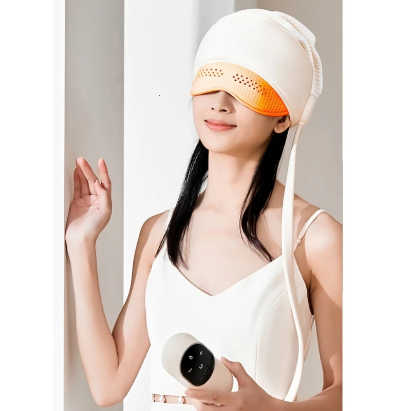 Head and Eye Massage Caps Air Pressure Head Massager with 4 Massage 3 Heat Settings Electric Eye Massager for Relax 250716