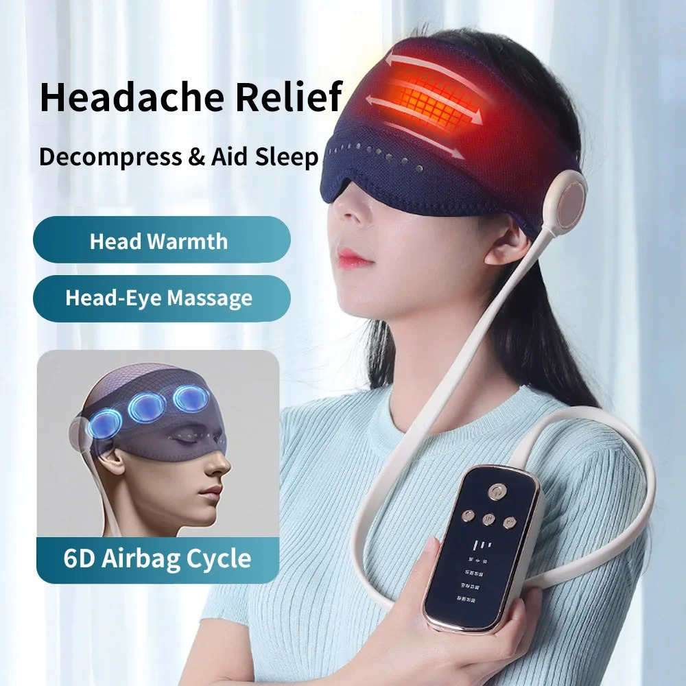 Air Pressure Head Eye Massager Electric Head Massager Graphene Heating Eye Compress for Relax Improve Sleep Stress Relief 250716