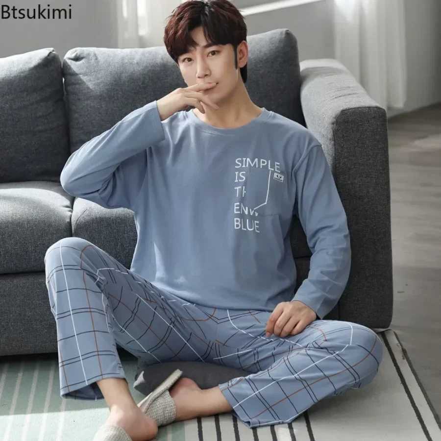 New Mens Large Size Simple Loose Homewear Suit Spring Comfortable Cotton Long Sleeve Trouser Lounge Pajamas Two Piece Sets Male W250717