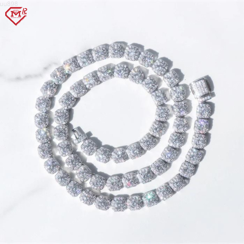 7MM Hip Hop Necklace Tennis Chain Claster 925 Sterling Silver Vvs Iced Out Moissanite Tennis Chain