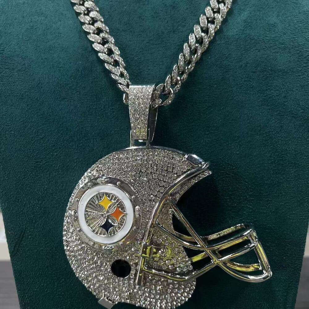 Full Dia Football Cap Pendant Personality Creative Design Trendy Accessories Cuban Necklace