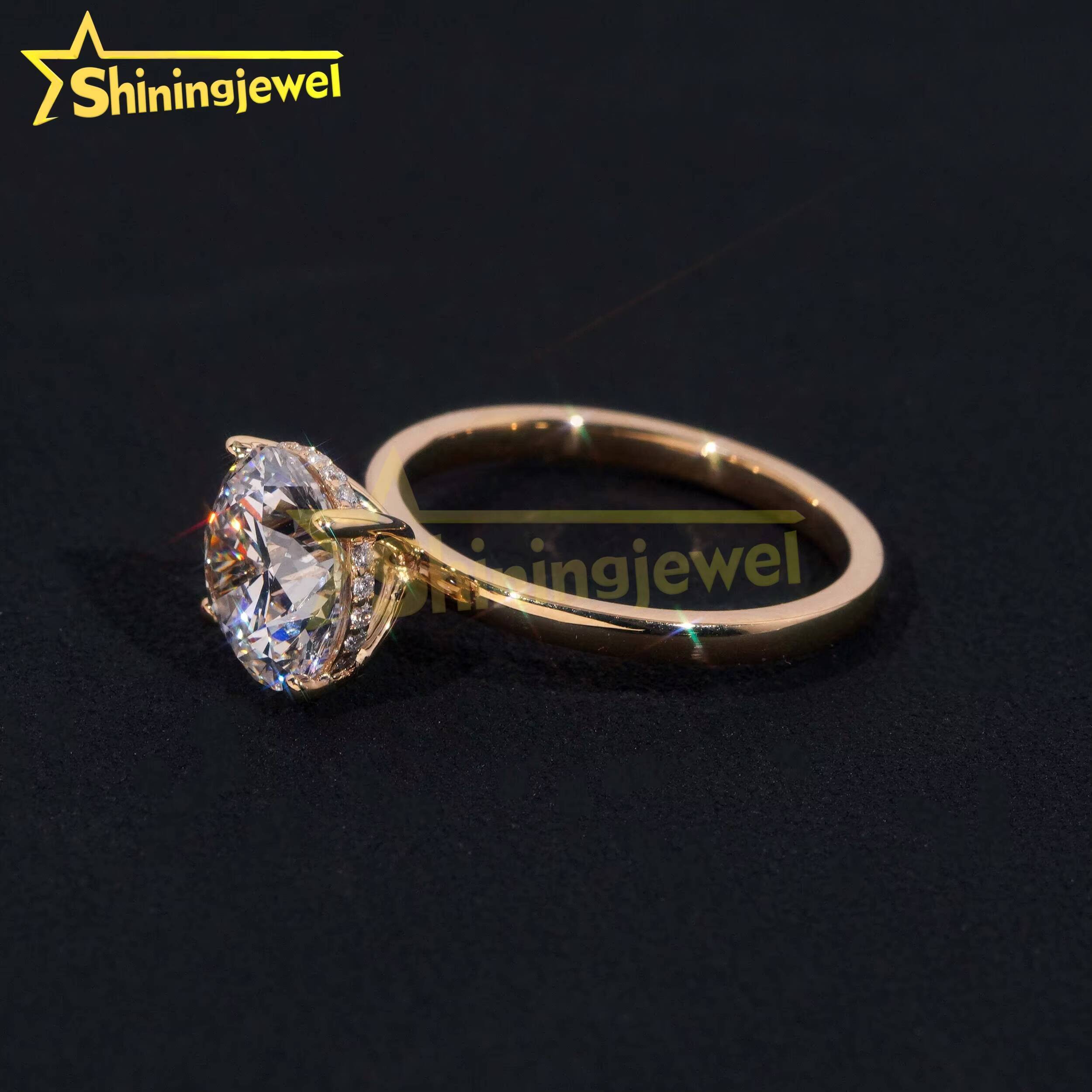 Customized Classical Lab Diamonds10K 14K 18K Solid Gold GRA Moissanite Pass Diamond Tester Solitaire Wedding Rings Fine Jewelry