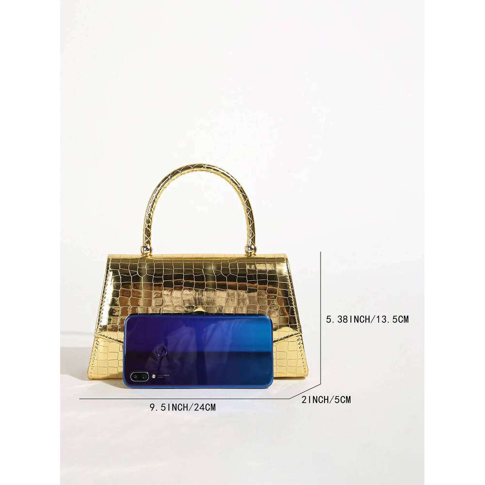 Women's Solid Color Mini Satchel Bag, Elegant Dinner Chain Bag For Women,Elegant,Exquisite Patent Square Evening