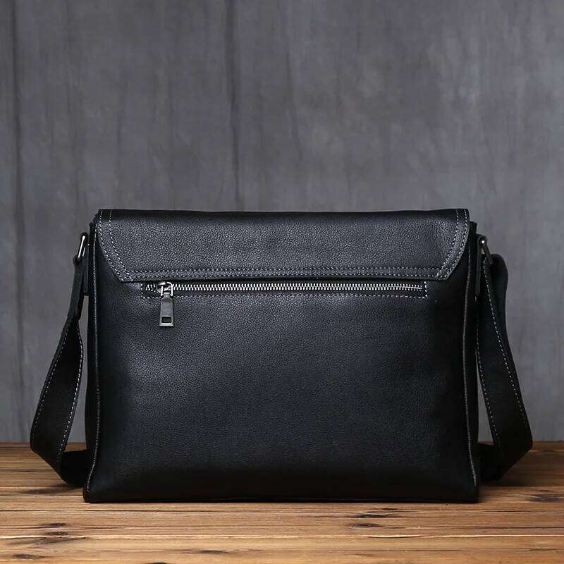 NZPJ Genuine Leather Top Layer Cowhide Shoulder Bag, Solid Color Tablet Computer Trend Men's Bag