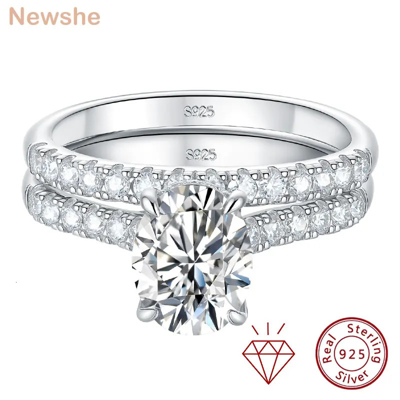 she Oval 2Ct Wedding Rings Set for Women D color VVS1 925 Sterling Sliver Engagement Ring 250704