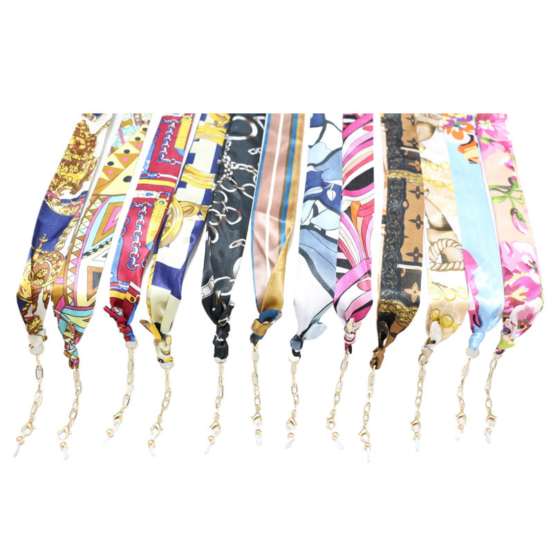 Silk Scarf for Women Spring Summer High-end Glasses Bohemian Fashion Sunglasses Anti-lost Chain Old Money Style Simple Accessories ddmythur