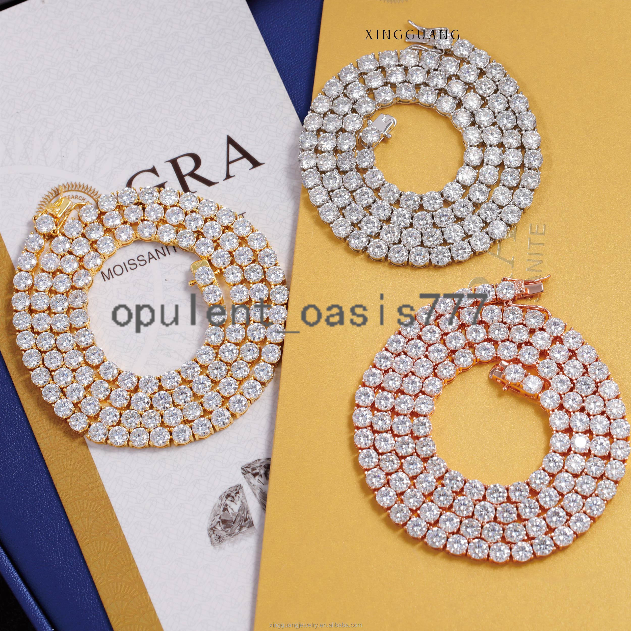 Factory Price VVS Moissanite Tennis Chain Fine Jewelry 2mm-6.5mm Wide in Stock S925 Silver GRA Moissanite Tennis Chain Necklace