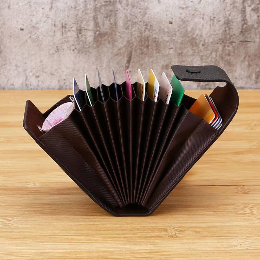 Leather Multi-Slot Clip Multi-Functional Portable Unisex Business Id Credit Card Wallet Holder Pocket Organizer ddmynov