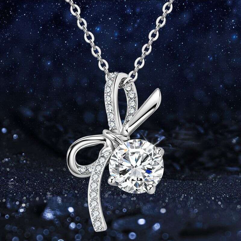 Hot-Selling Internet Celebrity Light Niche Zircon Collarbone Chain S Pure Sier Bow Necklace For Women B1a