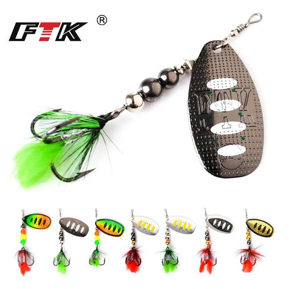 FTK Metal Fishing Lure Spinner Bait 8g 13g 19g Spoon Lures Bass Hard Baits With Feather Treble Hooks Wobblers Pike Tackle Z250717