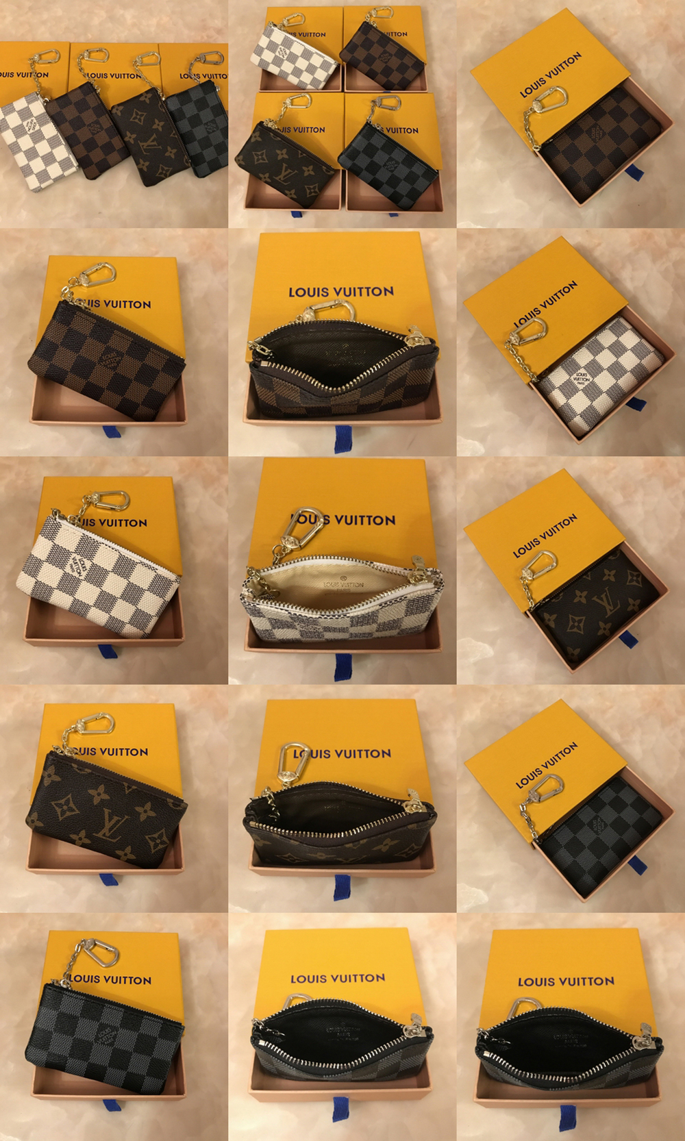 Top designer wallets bag Keychain Ring KEY POUCH coin purse Damier leather Credit Card Holder women men small zipper purses Wallet with box and dust bag