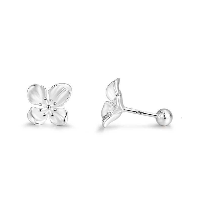 925 Sterling Silver Metal Flower Stud Earrings for Girls Lily Plant Screw Korean Ear Bone Nail Ladies Piercing Jewelry Wholesale y250715