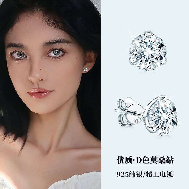 Live New Classic For Women, Pure Sier Inlaid With 1.5 Carat D Color Moissanite Earrings F44