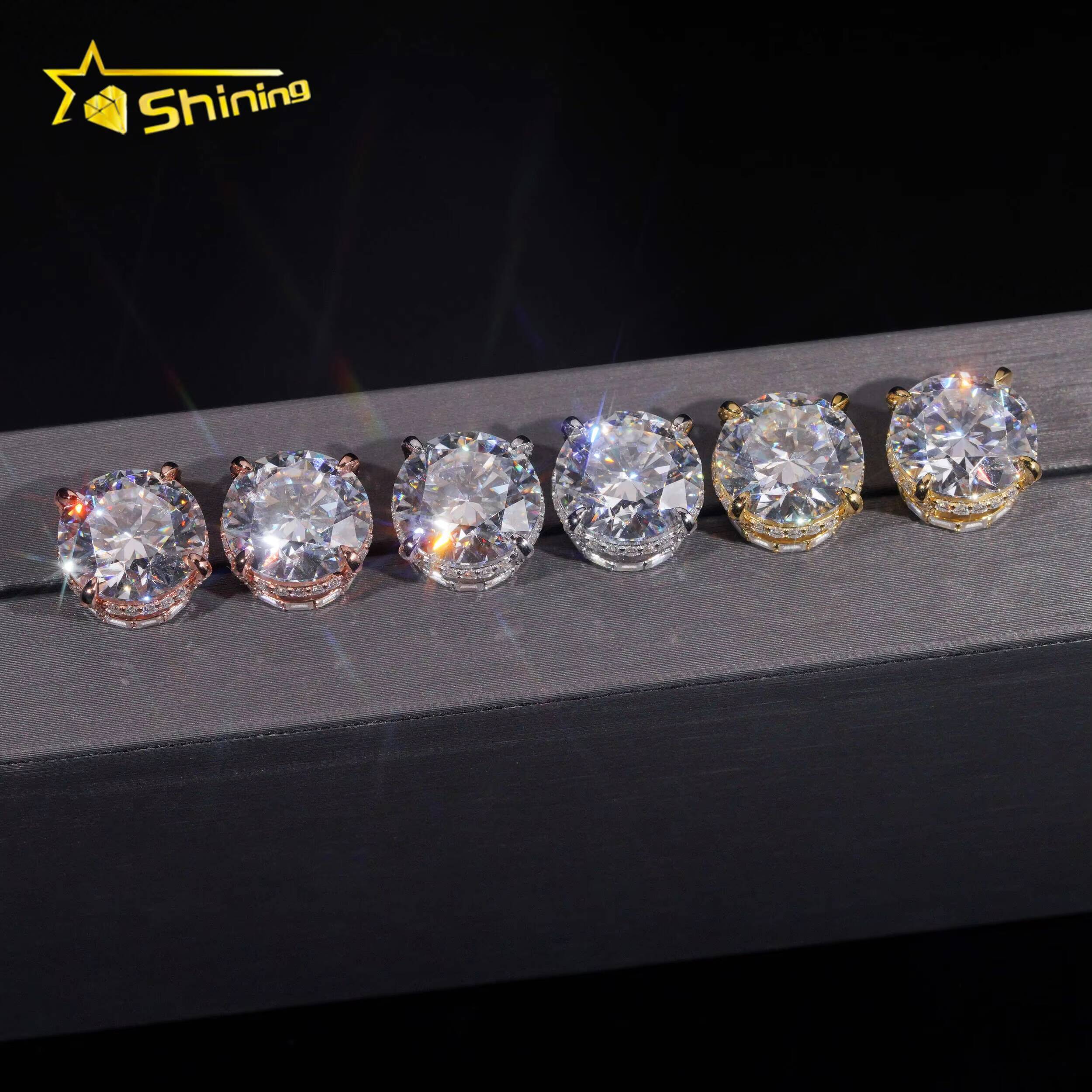 GRA Certificated Pass Diamond Tester Men Earrings 925 Sterling Silver Side Iced Moissnaite Studs13MM Hip Hop Earrings