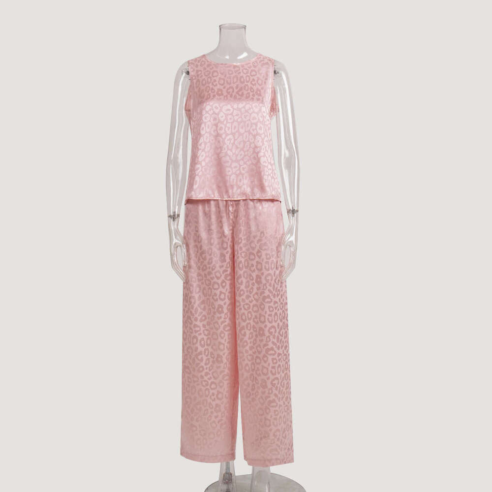 Vest Long Pants Pajama Spring New Comfortable Draped Back Cross Home Wear Set B5