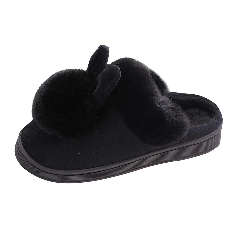 WomenS Winter Plush Rabbit Ear Indoor Cotton Mop Thick Soft Sole Slides Men Women Indoor Floor Flat Home Non-Slip Shoes 250716