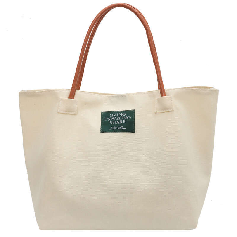 Autumn Winter New Capacity Single Shoulder Canvas Simple Handheld Women's Ins Style Large Solid Color Tote Bag