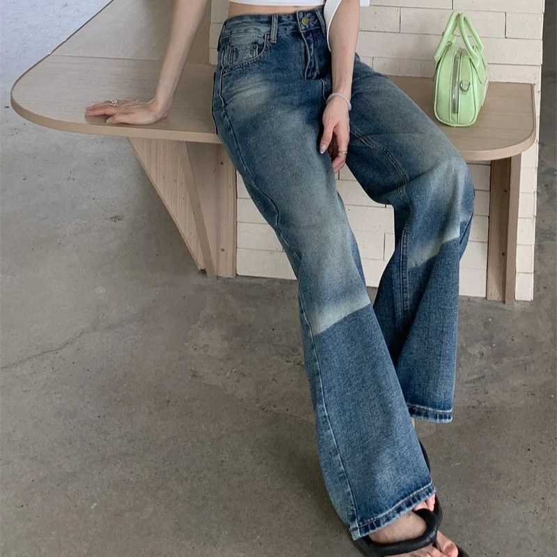 2025 new plus size high waist straight leg stretch denim jeans women dark blue fashion XS to XL for summer Womens Casual Pants R250716