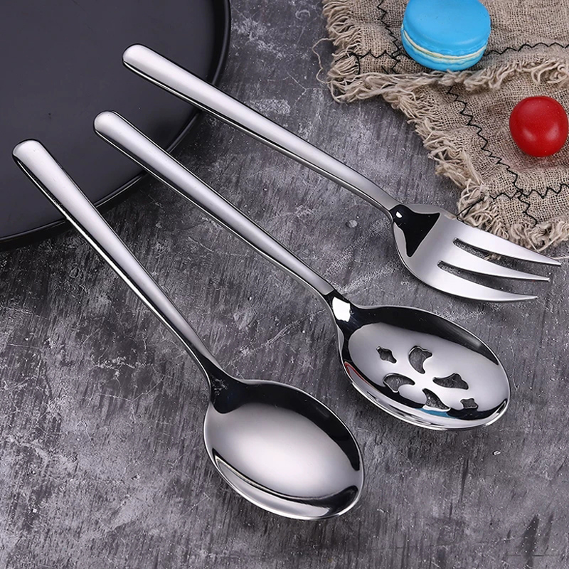 Dinnerware Sets New 430 Stainless Steel Spoon Strainer Fork Hygiene Avoid Cross Infection Public Health