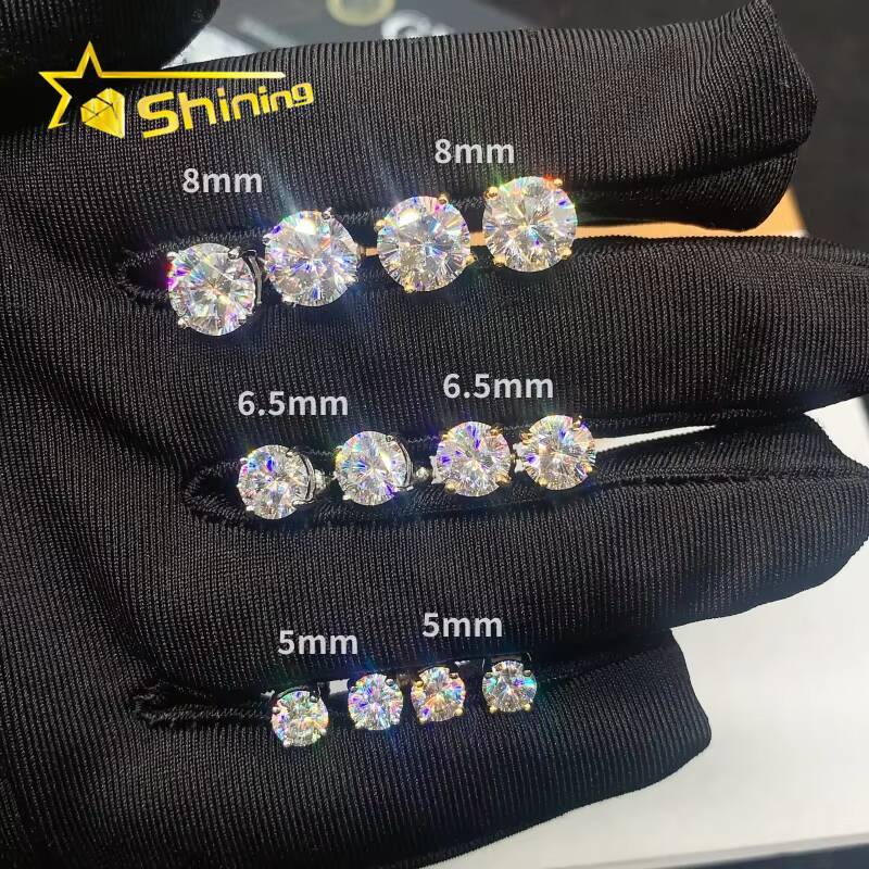 Ready to Ship Sterling Silver 925 Cherry Blossom Cut Moissanite Earrings Women Fashion VVS Round Shape Diamond Ear Studs