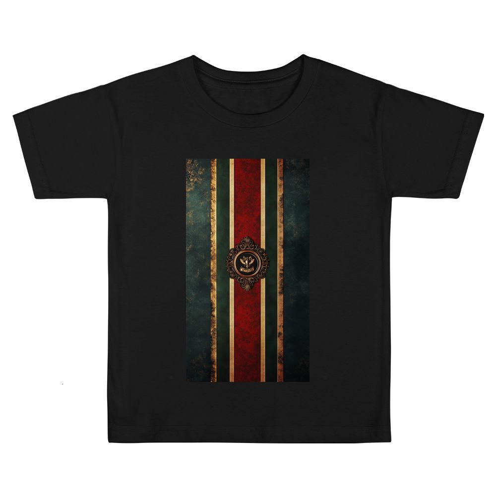 ddmywed Boy and girl Children's T-shirt T-shirt with an image of a red and gold striped flag