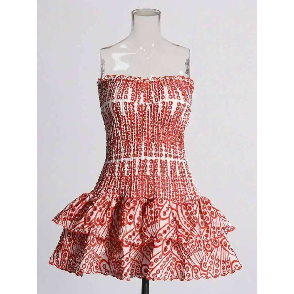 Summer Holiday Sexy Mini Layered Ruffles Cake Dresses Women Halter Clothing Stretchy Short Vestidos Party Prom Robe