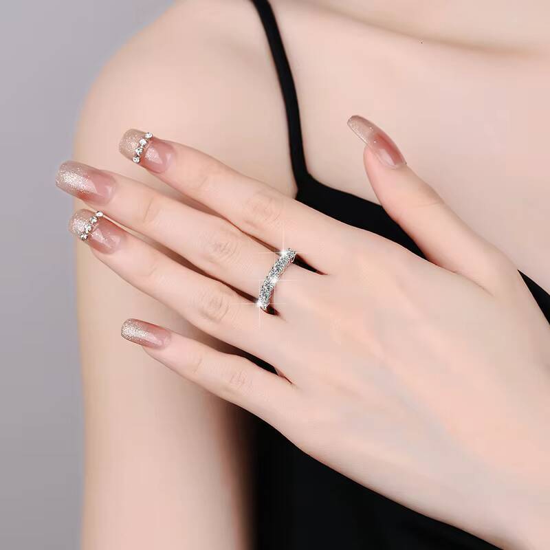 Eternity Radiant Cut Diamond Wedding Engagement Gra Womens Luxury Marriage Round Gold Cuban Moissanite Ring